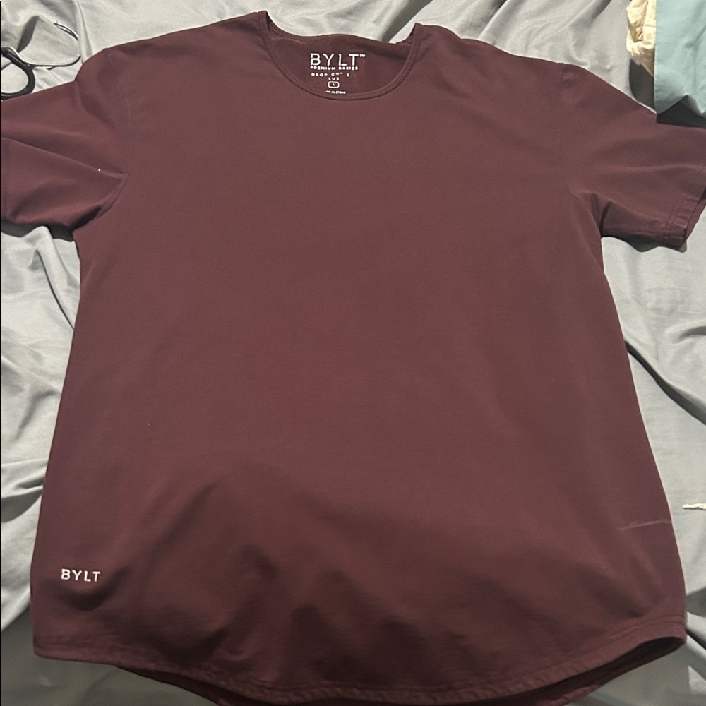 BYLT Basics Men's Burgundy Short Sleeve Tee drop cut large